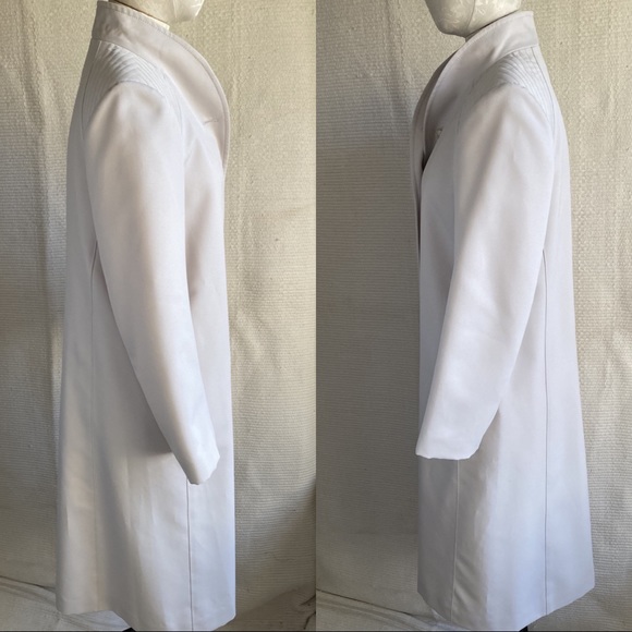 Vintage 90s 8 Waterproof Midi Rain Coat Cream - Picture 3 of 8